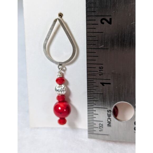 Indonesian coral+ crystals  necklace+earrings 19-24"setting Sterling SP beads - Picture 5 of 6